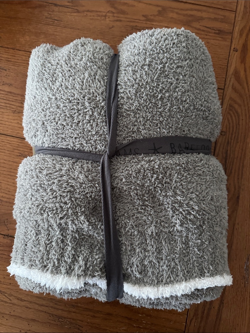 Barefoot Dreams Plush Throw Blanket - Light Gray - Picture 3 of 4